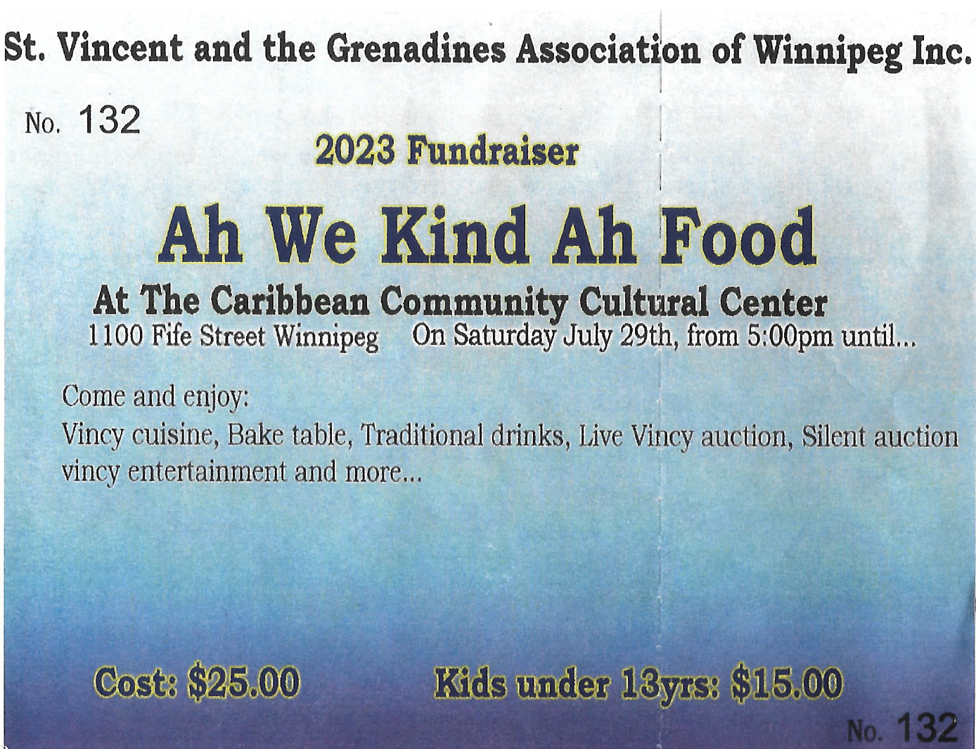 SVG Association 2023 Fundraiser - Ah We Kind Ah Food